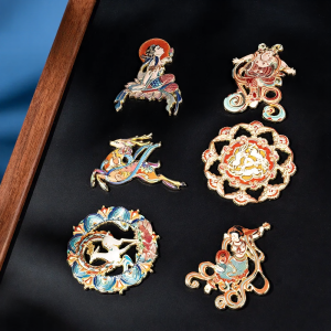 Dunhuanglume Dunhuang Impression fridge magnet - Nine-Colored Deer & Lotus metal relief magnetic souvenir