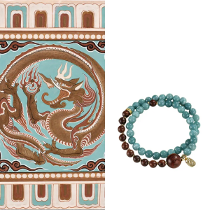 Dunhuanglume Dunhuang Dreamy Mist Chalcedony & Golden Sandalwood Double-Wrap Bracelet Front View